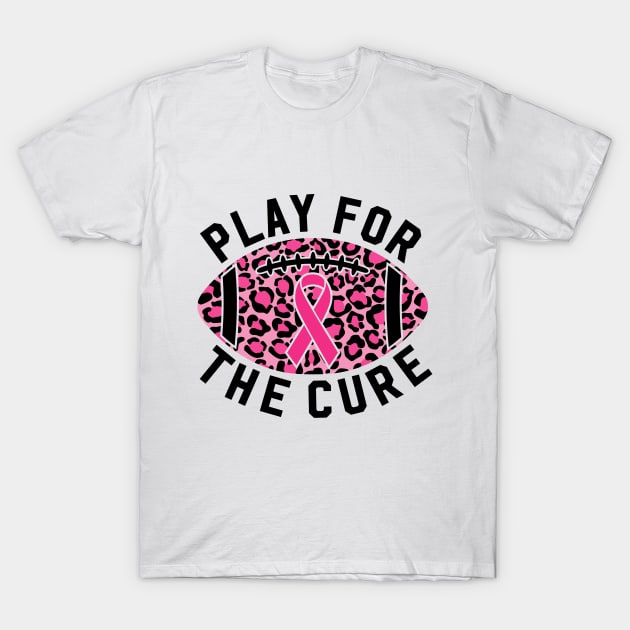 Play For A Cure Football Breast Cancer Awareness Support Leopard Print Sport T-Shirt by Color Me Happy 123